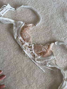 Honey Birdette Sheer Lace Underwire Bra - White & Nude